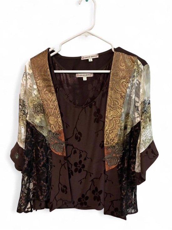 Spencer Alexis Tops - Vintage Spencer Alexis Mixed Media Kimono Top - Size M - Whimsigoth